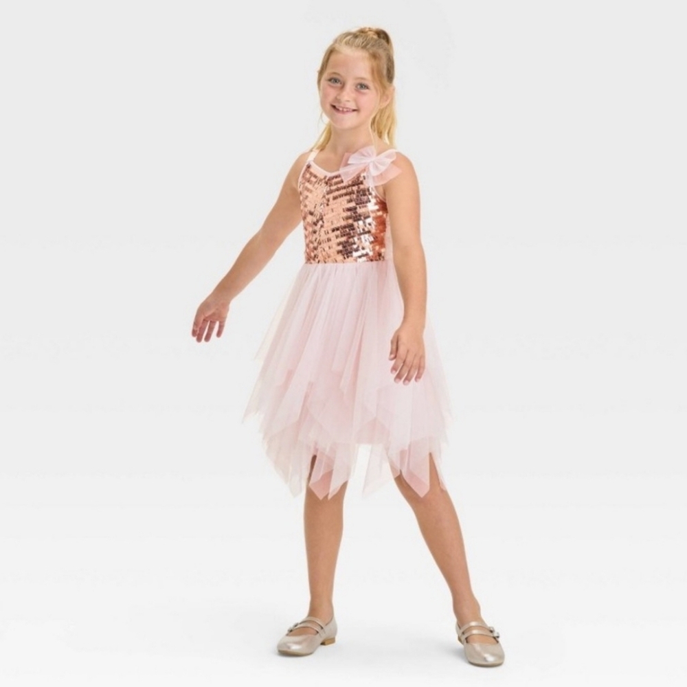 Zhenzi Pink and Gold Dance Costume with Shimmering Elegance